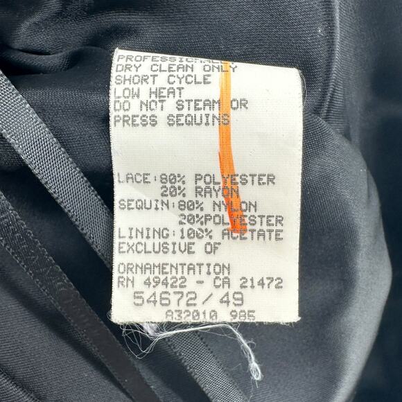 Jessica McClintock Y2K‎ 90s Floral Embroidered Sparkle High Neck Mini Dress 6 - Picture 9 of 9